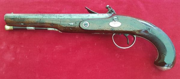 A fine silver mounted Flintlock Duelling Pistol by Wagdon. Circa 1810. FOR SALE.  Ref 1297.